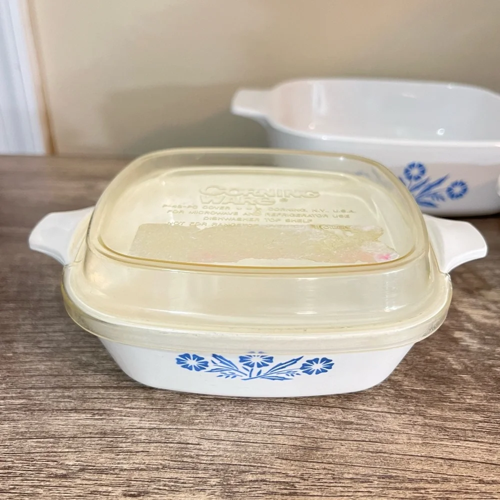 Set of 3 Vintage Cornflower Blue Corning Ware Casserole Dishes 2 Petite & a 1 Qt